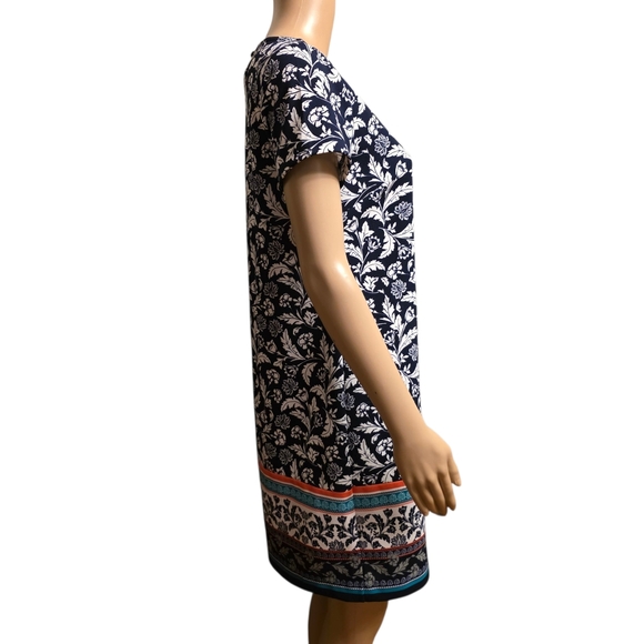 Banana Republic Navy Floral Shift Dress Size 2 Loose Fit - Picture 3 of 10
